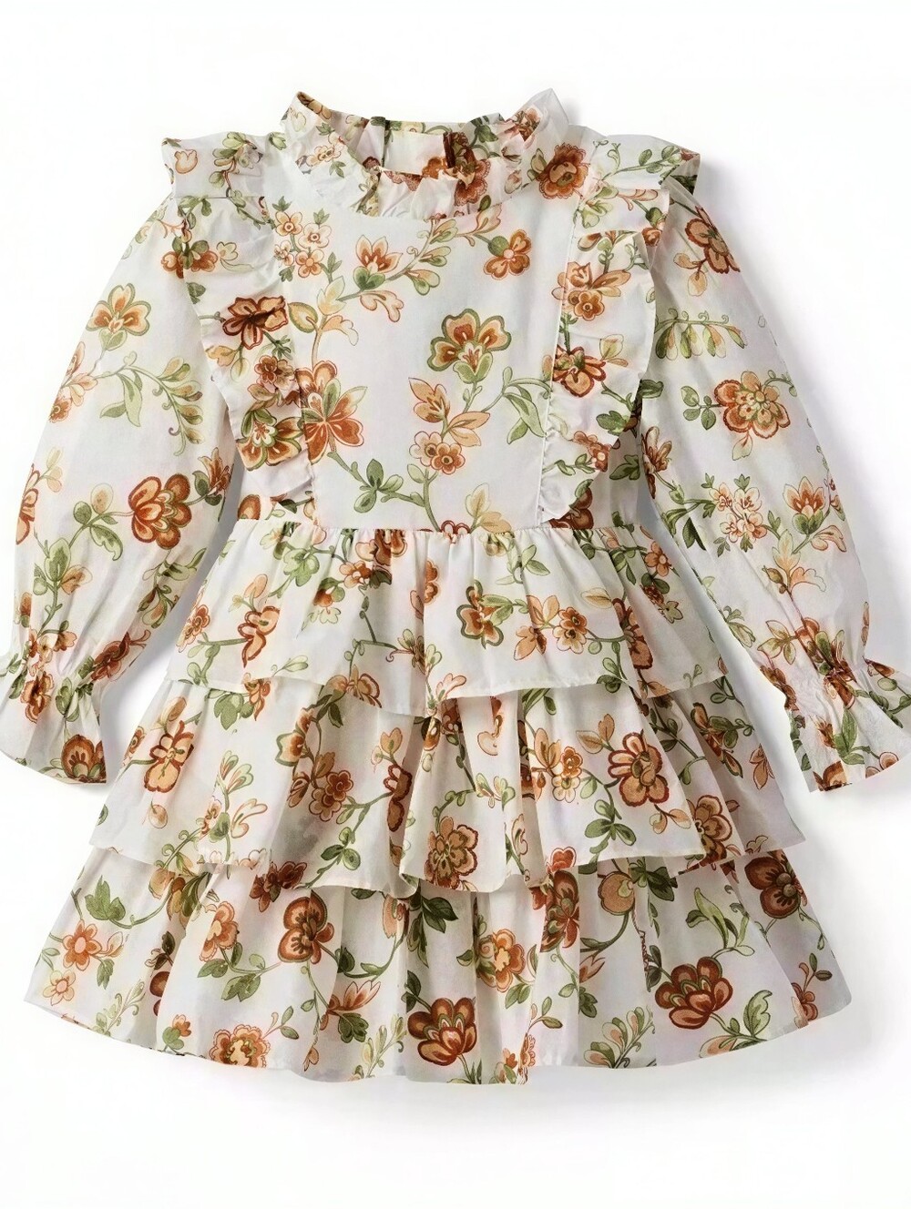 Janie & Jack Autumn floral tiered ruffle dress